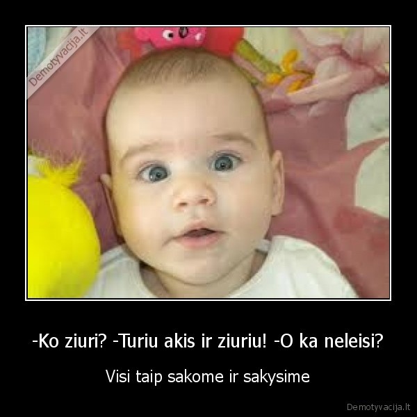 -Ko ziuri? -Turiu akis ir ziuriu! -O ka neleisi?