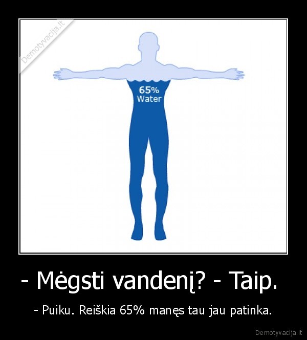 - Mėgsti vandenį? - Taip. 