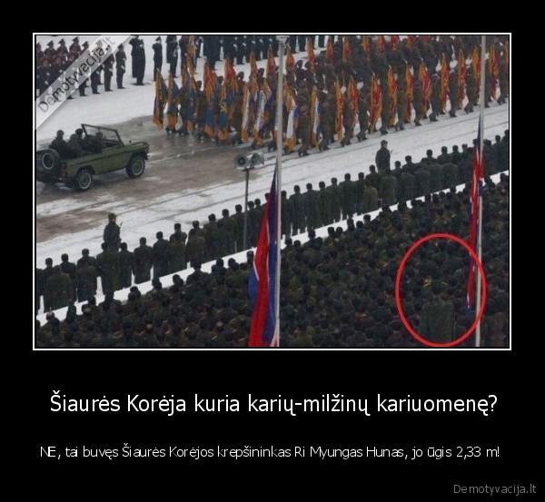  Šiaurės Korėja kuria karių-milžinų kariuomenę?