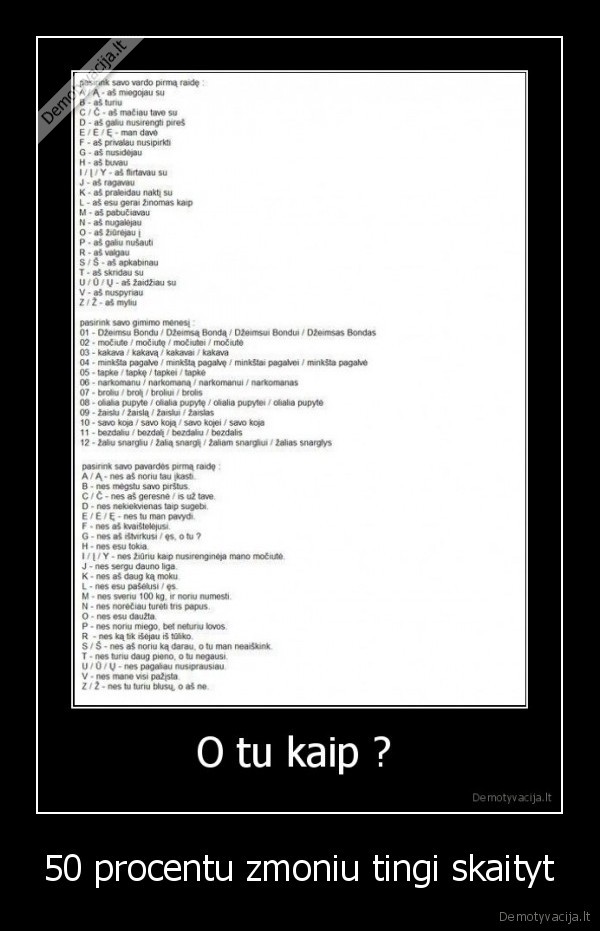 50 procentu zmoniu tingi skaityt