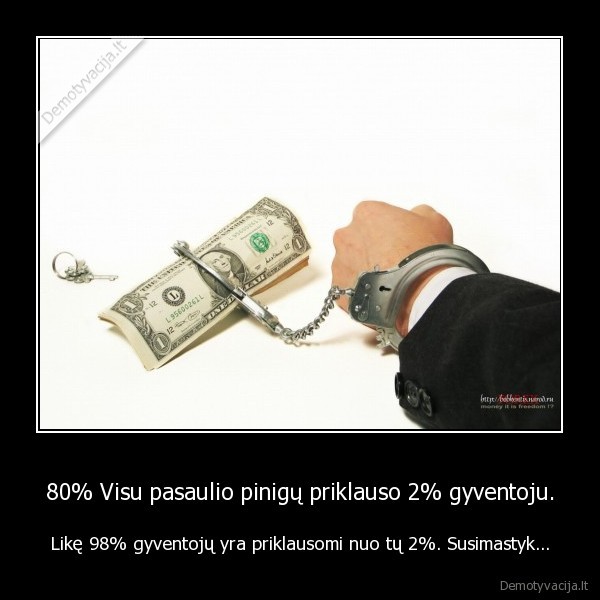 80% Visu pasaulio pinigų priklauso 2% gyventoju.