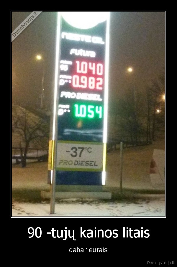 90 -tujų kainos litais