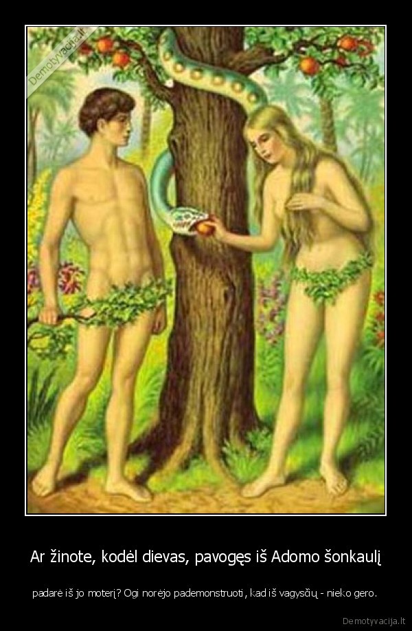 Ar žinote, kodėl dievas, pavogęs iš Adomo šonkaulį