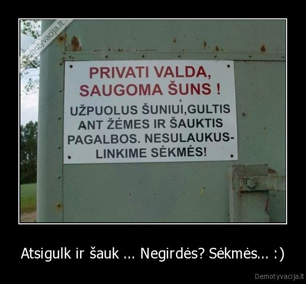 Atsigulk ir šauk ... Negirdės? Sėkmės... :)