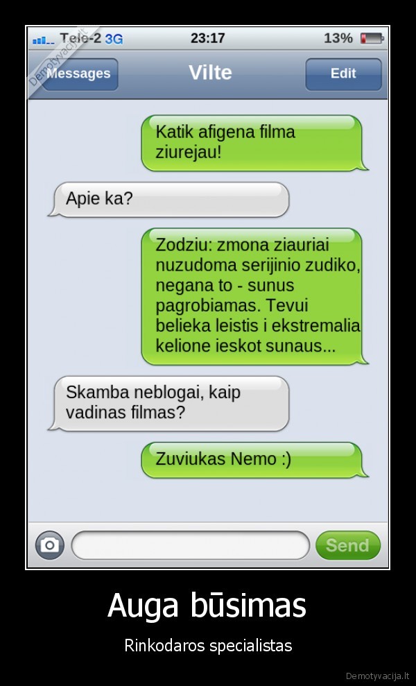sms, susirasinejimas,sms, zinutes,zuviukas, nemo
