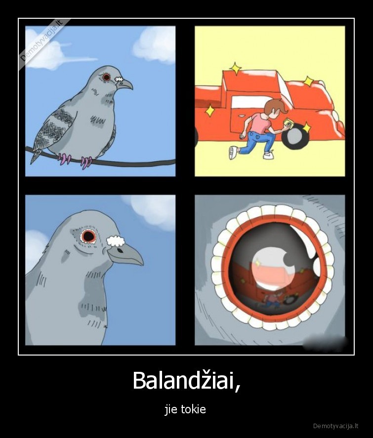 balandziai,apsikti,masina,komiksas