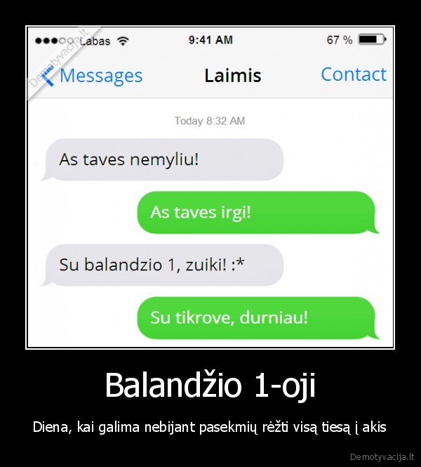 balandzio, 1,melagiu, diena,sms, vaikinui