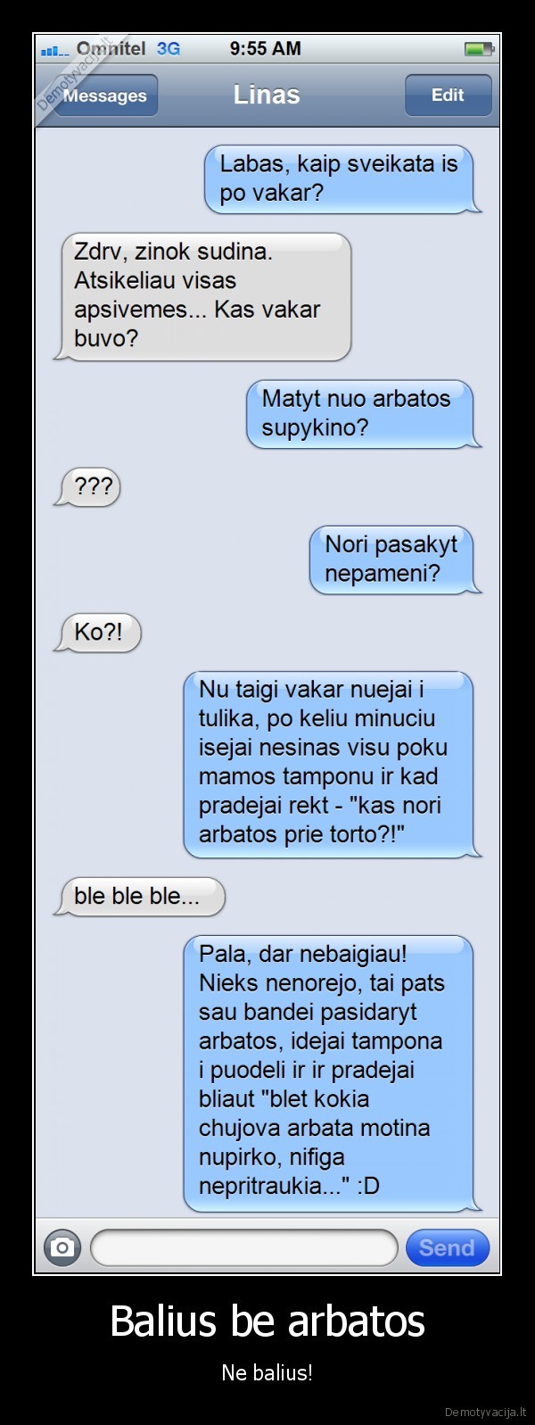 sms, draugui,tamponai,arbata