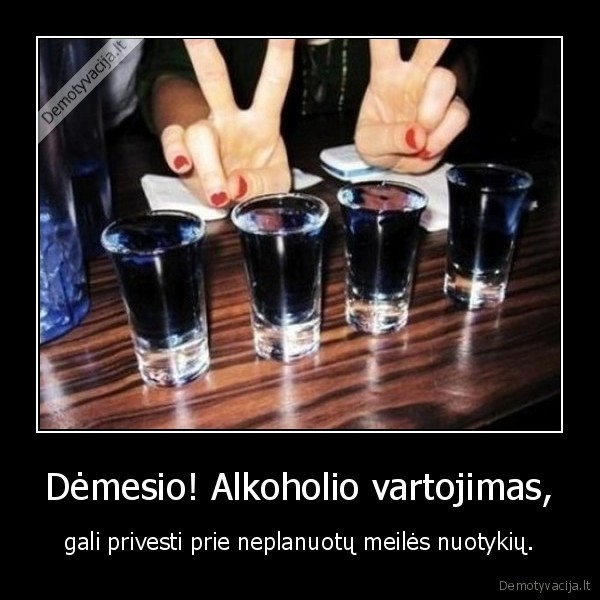 Dėmesio! Alkoholio vartojimas,