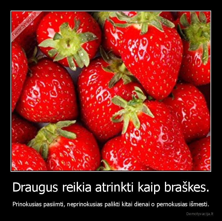 Draugus reikia atrinkti kaip braškes.