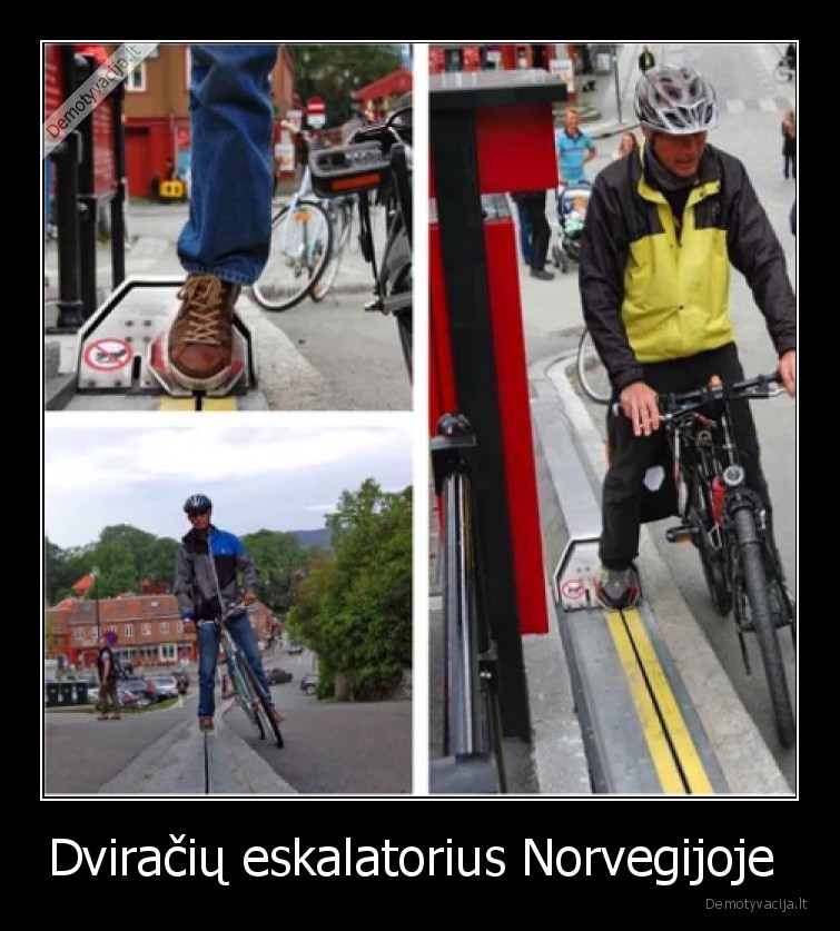 dviratininkai,eskalatorius,norvegija