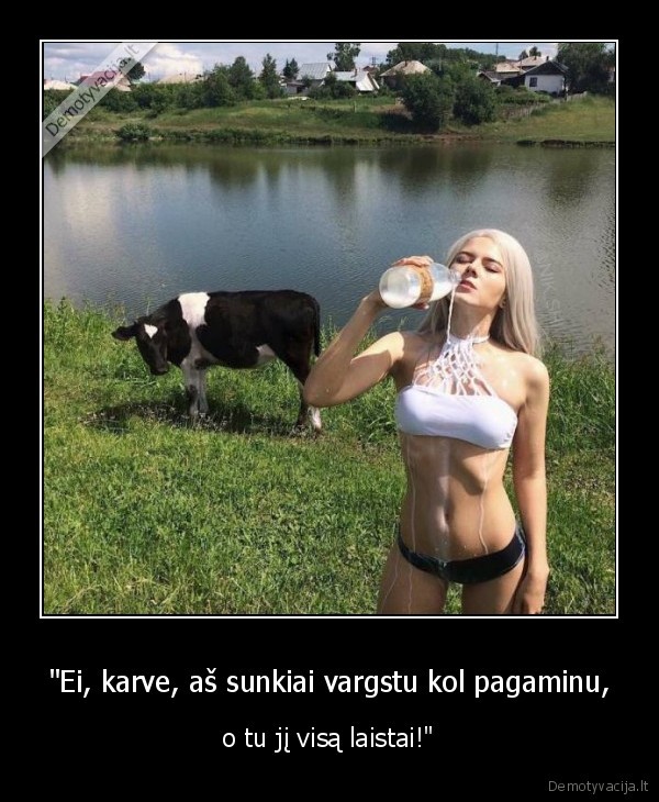 karve,pienas,mergina