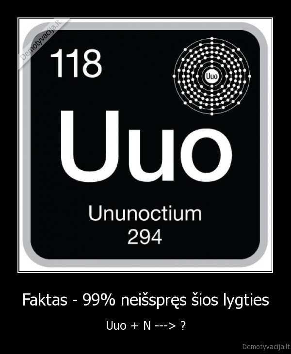 ununoctium,chemija,lygtys,faktas,neisspres