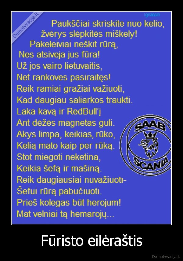 furisto, eilerastis, vairuotojas, fura