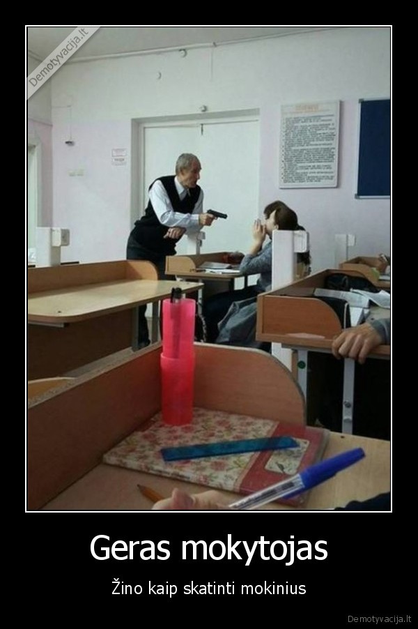 mokytojas, su, sautuvu,nusitaike