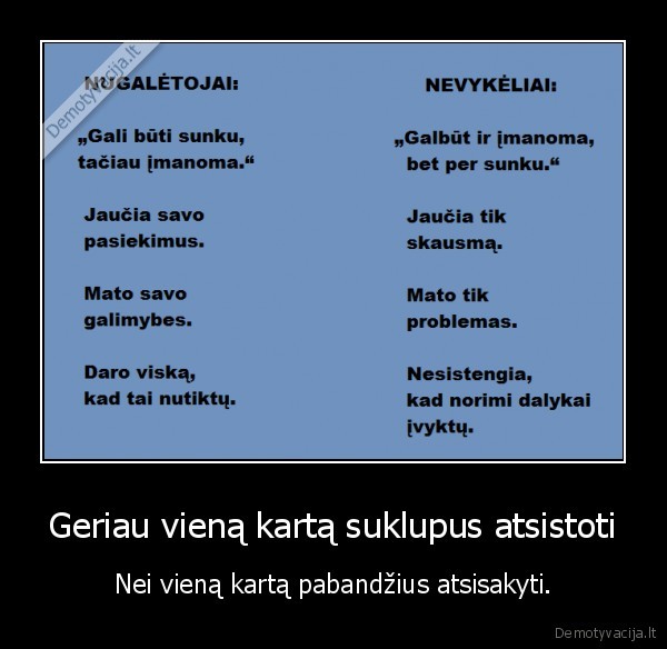 Geriau vieną kartą suklupus atsistoti