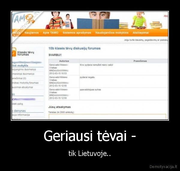 tamo.lt, tevu, forumas, mokykla