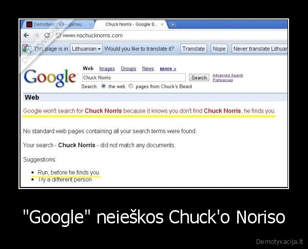 "Google" neieškos Chuck'o Noriso