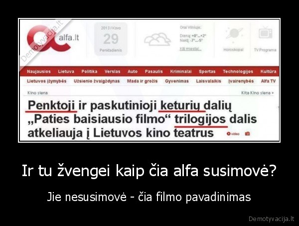 Ir tu žvengei kaip čia alfa susimovė?