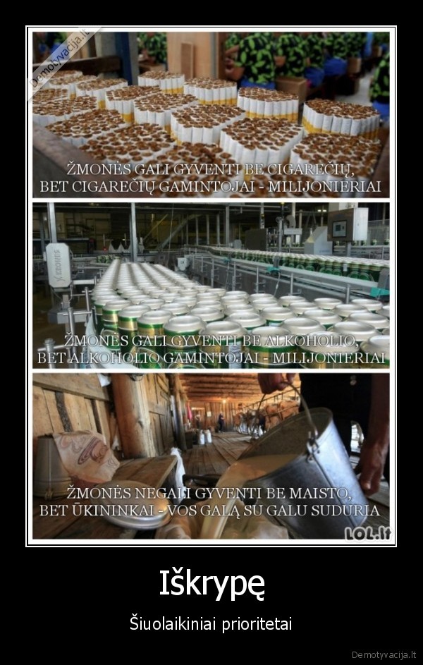 prioritetai,rukalai,cigaretes,alkoholis,ukininkai