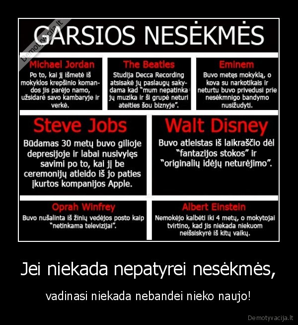 Jei niekada nepatyrei nesėkmės,