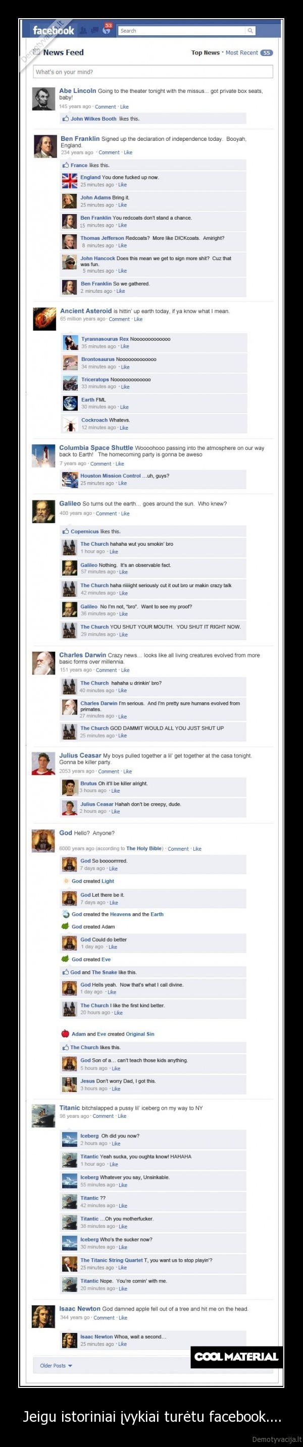 Jeigu istoriniai įvykiai turėtu facebook....