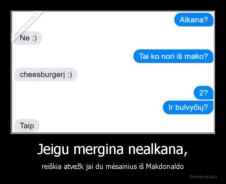 makdonaldas,mergina,alkana,mesainis