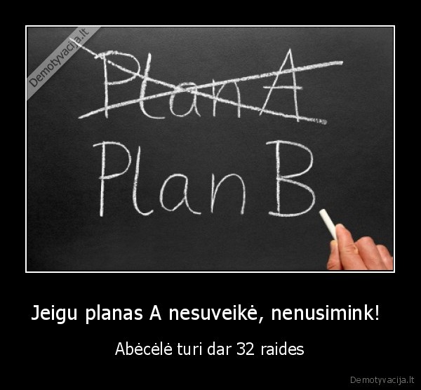 Jeigu planas A nesuveikė, nenusimink! 