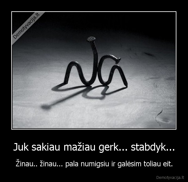 Juk sakiau mažiau gerk... stabdyk...