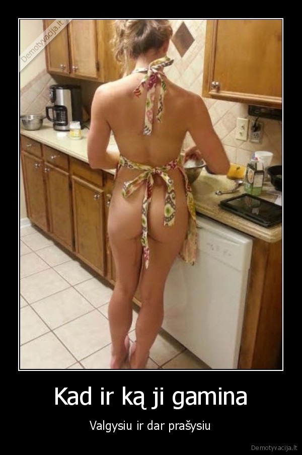 seksuali, mergina,nuoga, moteris, virtuveje