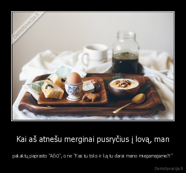 mergina,pusryciai, i, lova