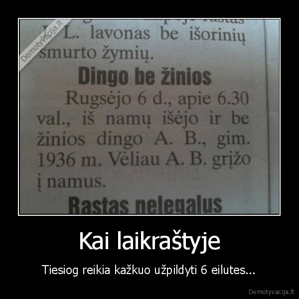 juokingas, kriminalas,dingo, be, zinios