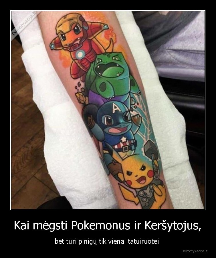 tatuiruote,pokemonai,avengers,kersytojai