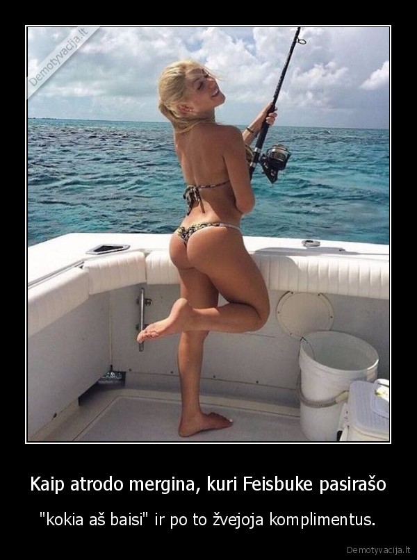 mergina,zvejyba,feisbukas