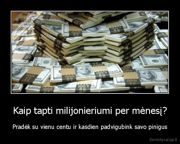 Kaip tapti milijonieriumi per mėnesį?