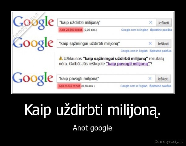 google,milijonas,uzdirbti