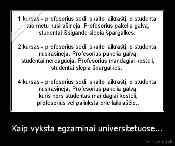 Kaip vyksta egzaminai universitetuose...