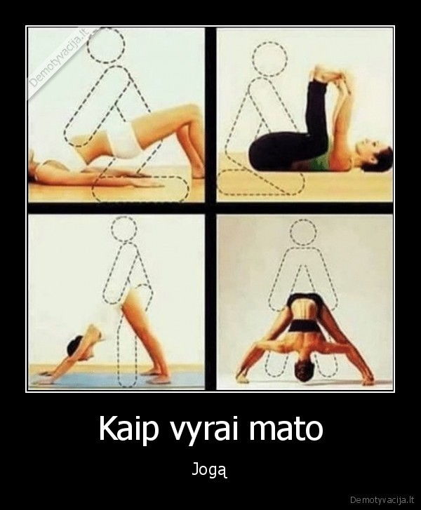 vienas, galvoj,joga,seksas