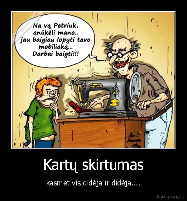 skirtumas,kartos,anukeli,masina,lopyti,siuti,telefonas