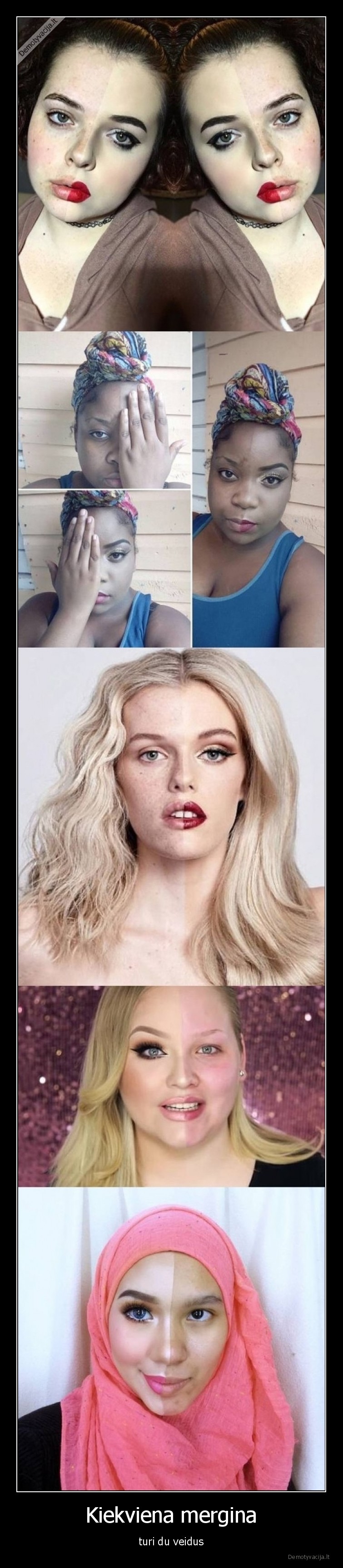 mergina,du,veidai,makiazas