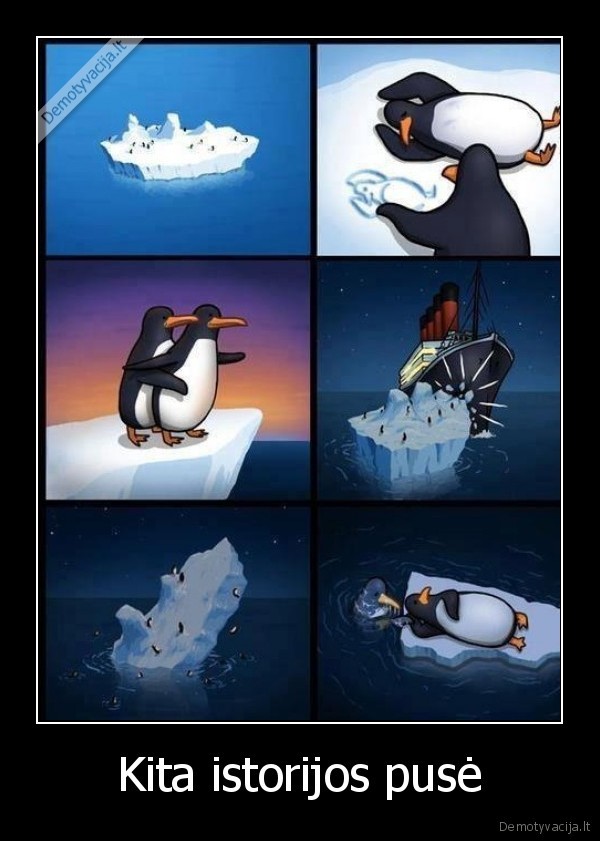 titanikas,ledkalnis,pingvinai