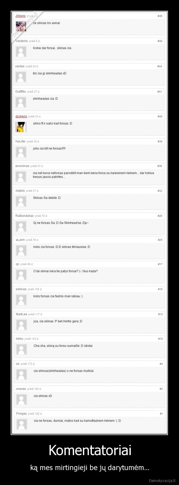 komentatoriai, komentarai, skinai