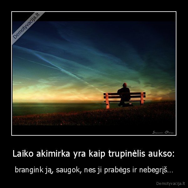 Laiko akimirka yra kaip trupinėlis aukso: