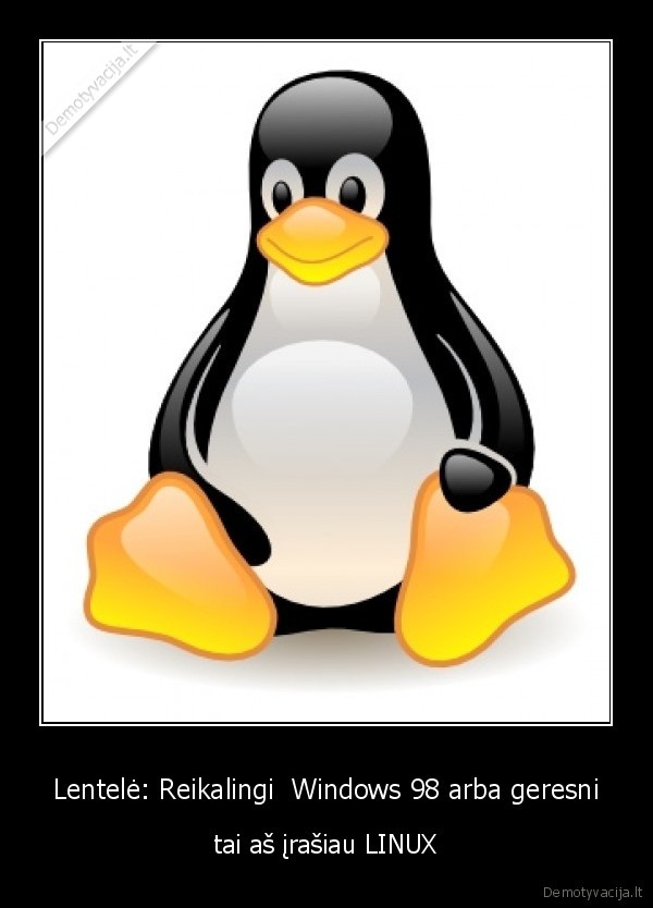 Lentelė: Reikalingi  Windows 98 arba geresni