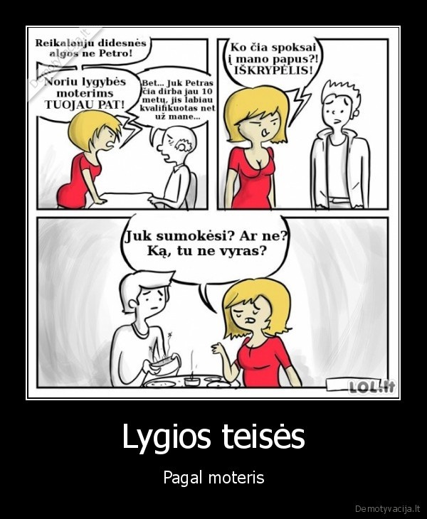 lygios, teises,feministiskas, komiksas