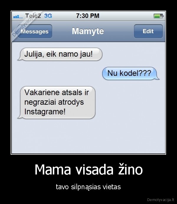 mama,instagramas,vakariene,namo