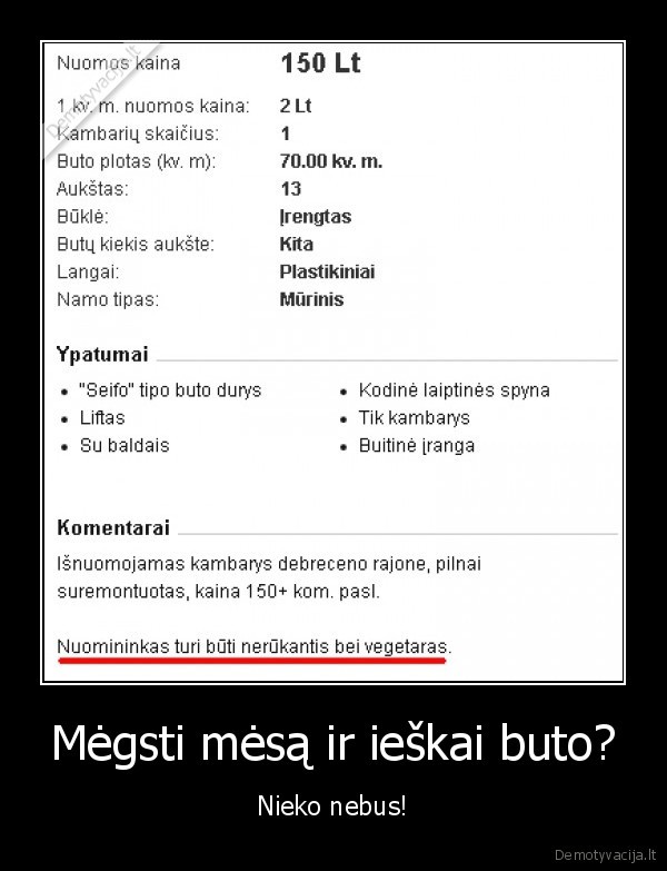 nuoma,butas,vegetaras
