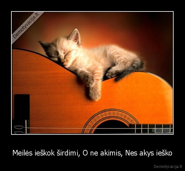 Meilės ieškok širdimi, O ne akimis, Nes akys ieško