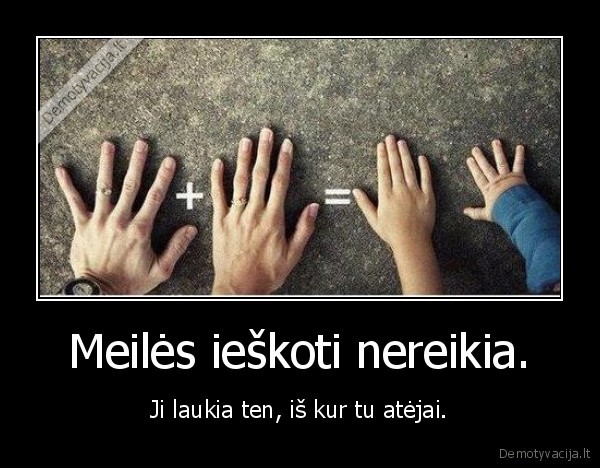 Meilės ieškoti nereikia.