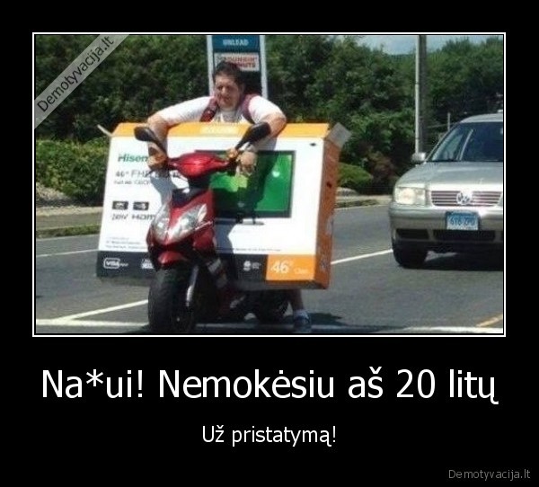 prekes, pristatymas, i, namus,televizorius, ant, motorolerio